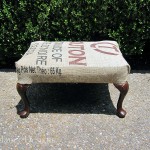 Burlap Ottoman